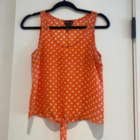 Sheer Polka Dot Tie Front Shirt - Picture 2 of 3